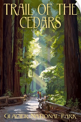 Glacier National Park, Trail Of The Cedars: Retro Travel Poster