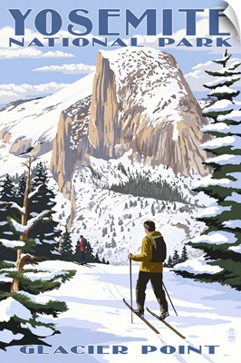 Glacier Point and Half Dome - Yosemite National Park, California: Retro Travel Poster