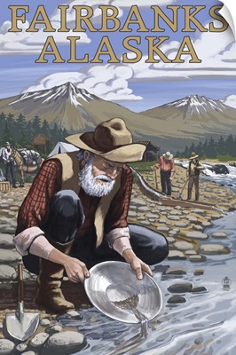 Gold Panner Mining Camp - Fairbanks, AK: Retro Travel Poster