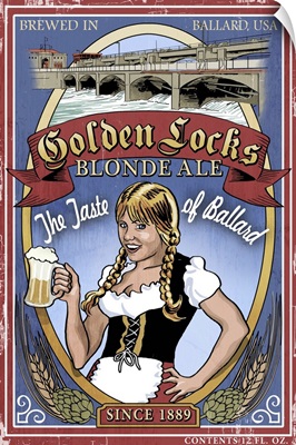 Golden Locks Blonde - Ballard Ale Vintage Sign: Retro Travel Poster