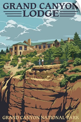 Grand Canyon National Park - Lodge View: Retro Travel Poster