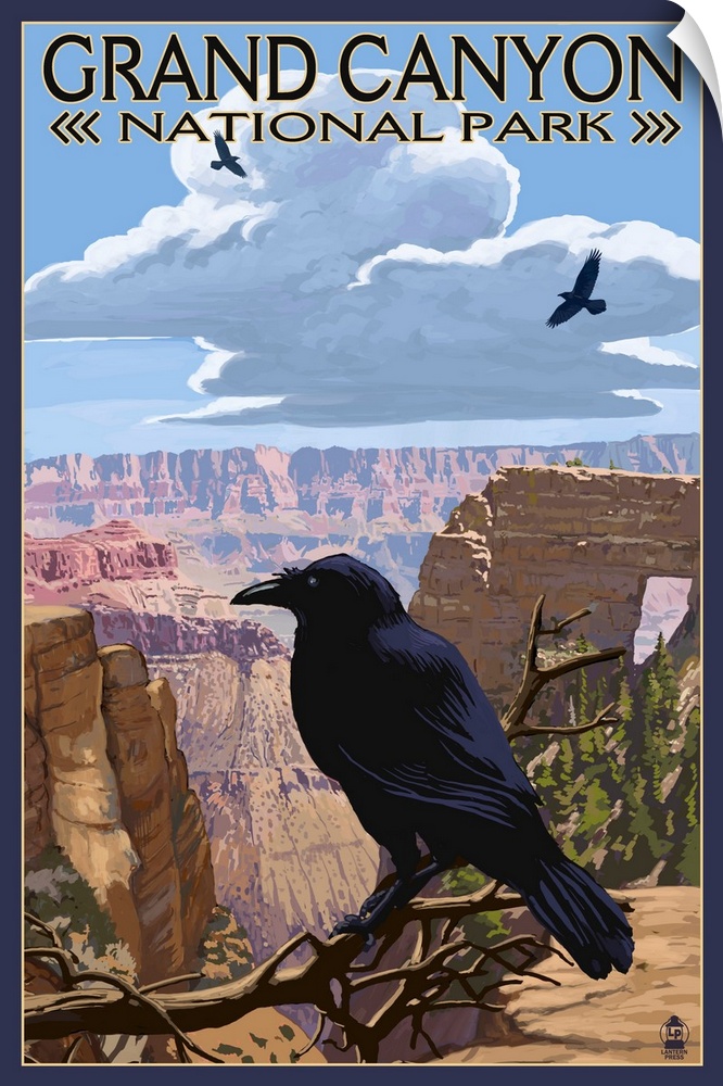 Grand Canyon National Park - Ravens and Angels Window: Retro Travel Poster