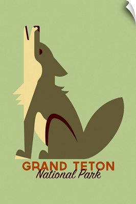 Grand Teton National Park, Wolf Howl: Graphic Travel Poster