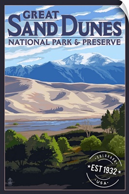 Great Sand Dunes National Park, Est 1932: Retro Travel Poster