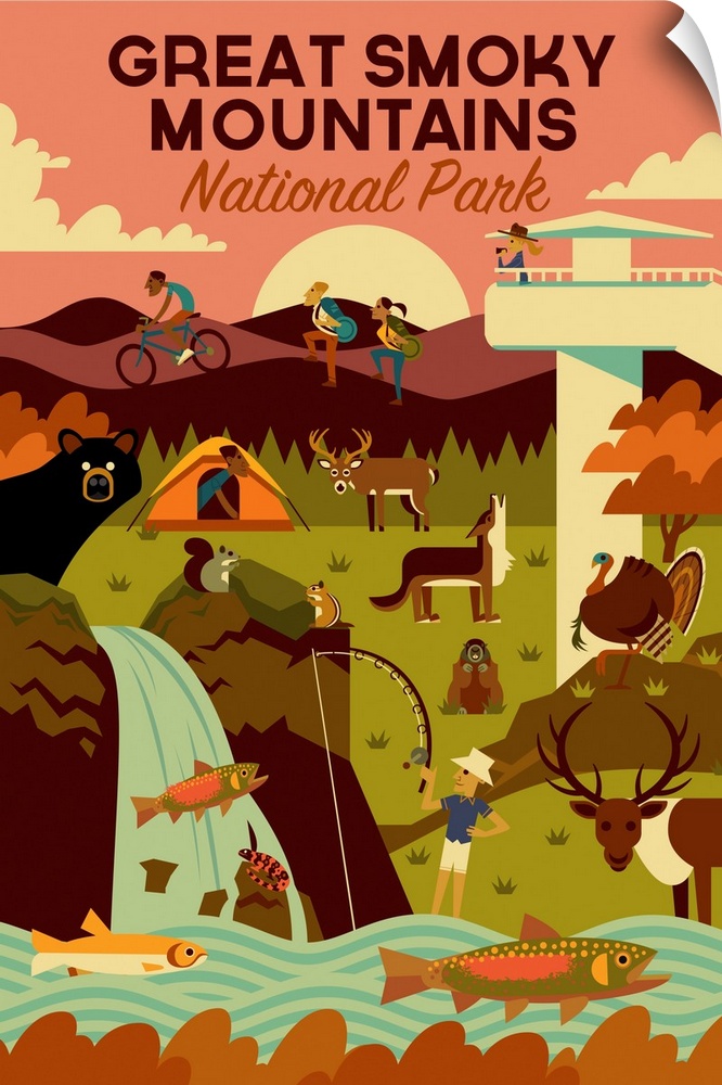 Great Smoky Mountains National Park, Adventure: Graphic Travel Poster