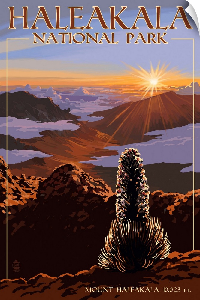 Haleakala National Park, Sunrise On Mount Haleakala: Retro Travel Poster