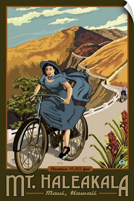 Hawaii - Mount Haleakala Bicycle: Retro Travel Poster