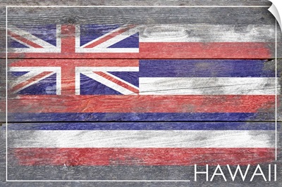 Hawaii State Flag on Wood