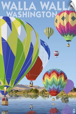 Hot Air Balloons - Walla Walla, Washington: Retro Travel Poster