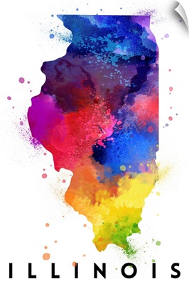 Illinois - State Abstract Watercolor