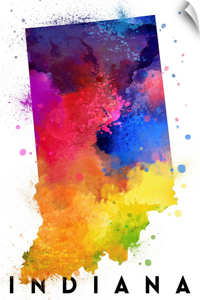 Indiana - State Abstract Watercolor