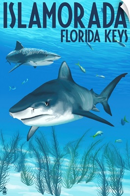 Islamorada, Florida Keys - Tiger Shark: Retro Travel Poster