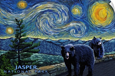 Jasper, Canada - Black Bears - Starry Night