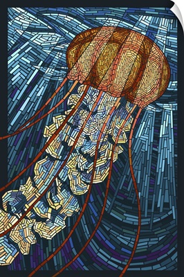 Jellyfish - Paper Mosaic: Retro Travel Poster