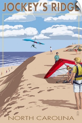 Jockey's Ridge Hang Gliders - Outer Banks, North Carolina: Retro Travel Poster