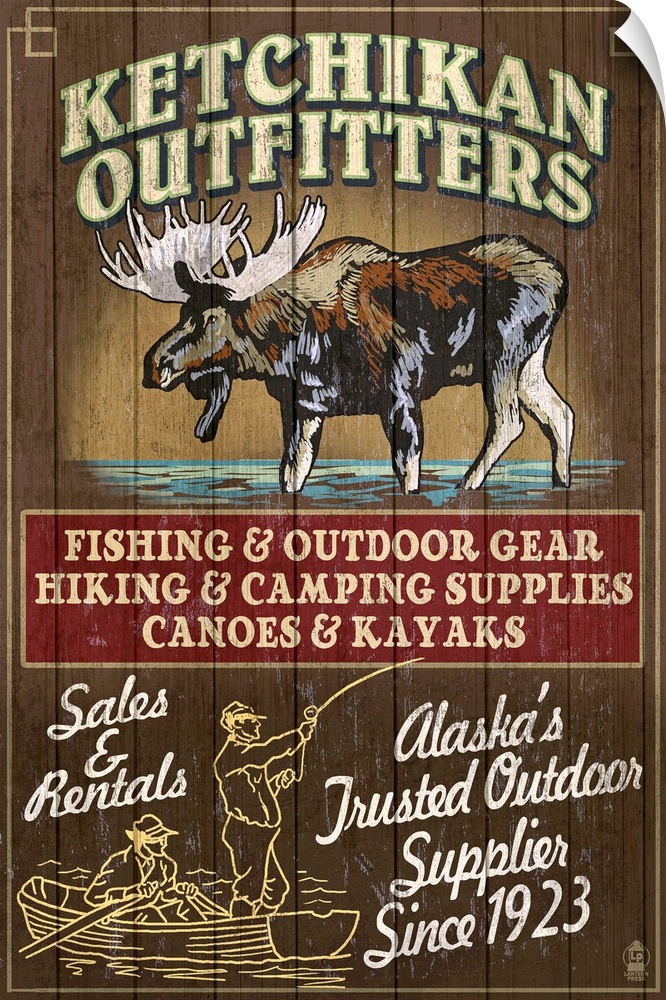 Ketchikan Outfitters Moose - Ketchikan, Alaska: Retro Travel Poster