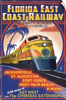 Key West, Florida - East Coast Railway: Retro Travel Poster
