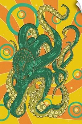 Kraken - Letterpress: Retro Poster Art