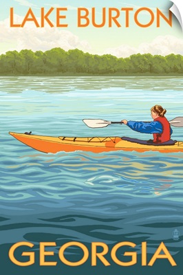 Lake Burton, Georgia - Kayak Scene: Retro Travel Poster