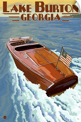 Lake Burton, Georgia - Wooden Boat Scene: Retro Travel Poster