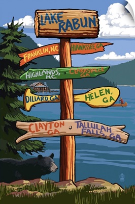 Lake Rabun, Georgia - Sign Destinations: Retro Travel Poster