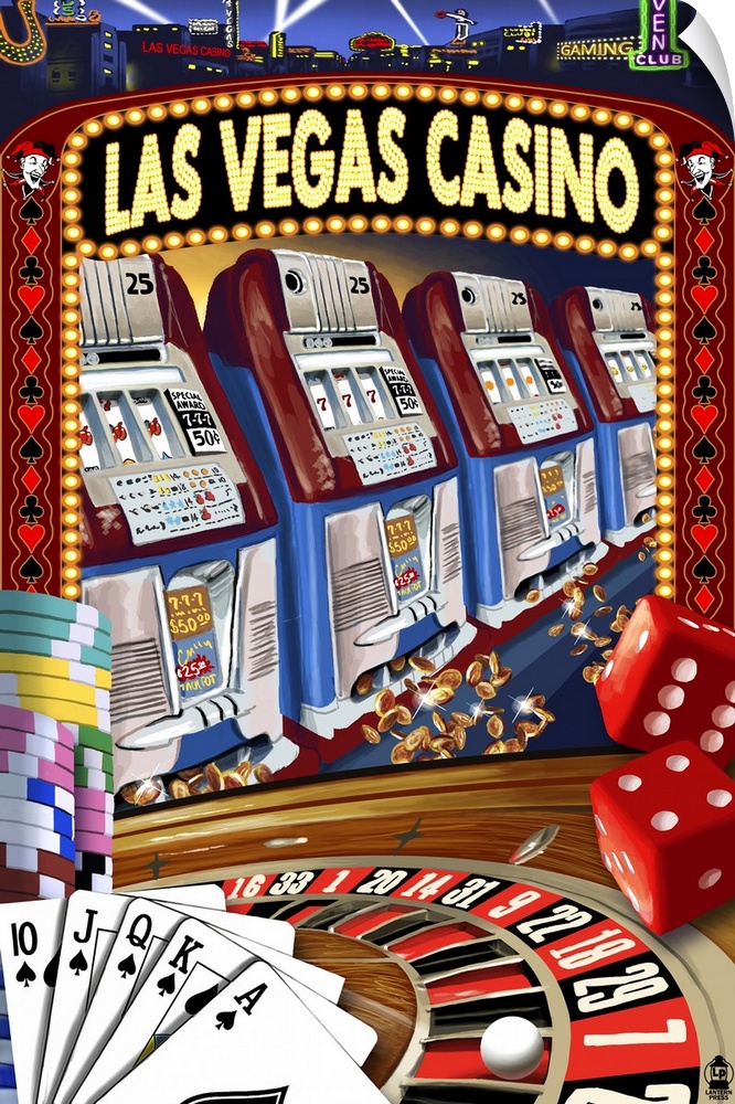 Las Vegas Casino Montage: Retro Travel Poster