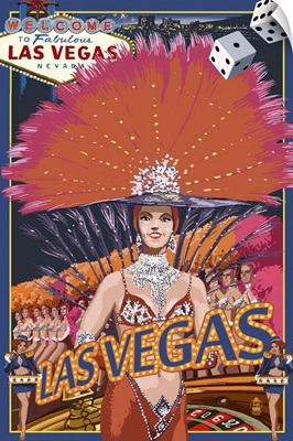 Las Vegas Casino Showgirl: Retro Travel Poster