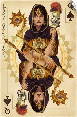 Las Vegas, Nevada - Queen of Spades: Retro Travel Poster
