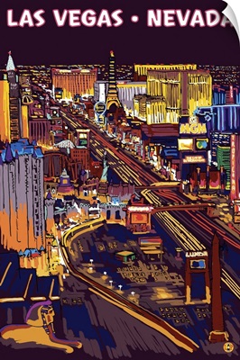 Las Vegas Strip at Night: Retro Travel Poster