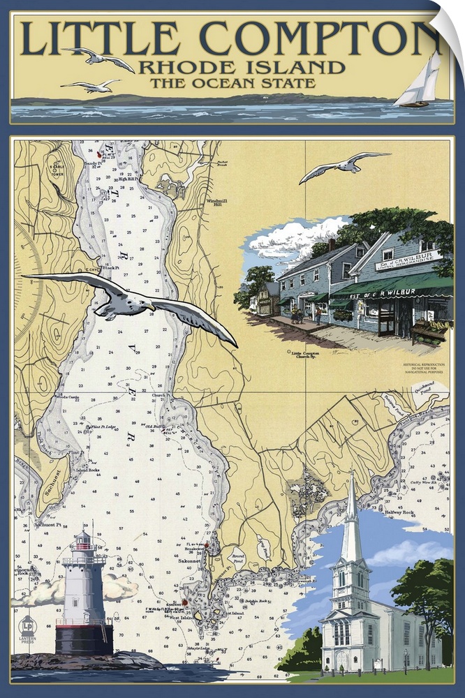 Little Compton, Rhode Island Chart: Retro Travel Poster