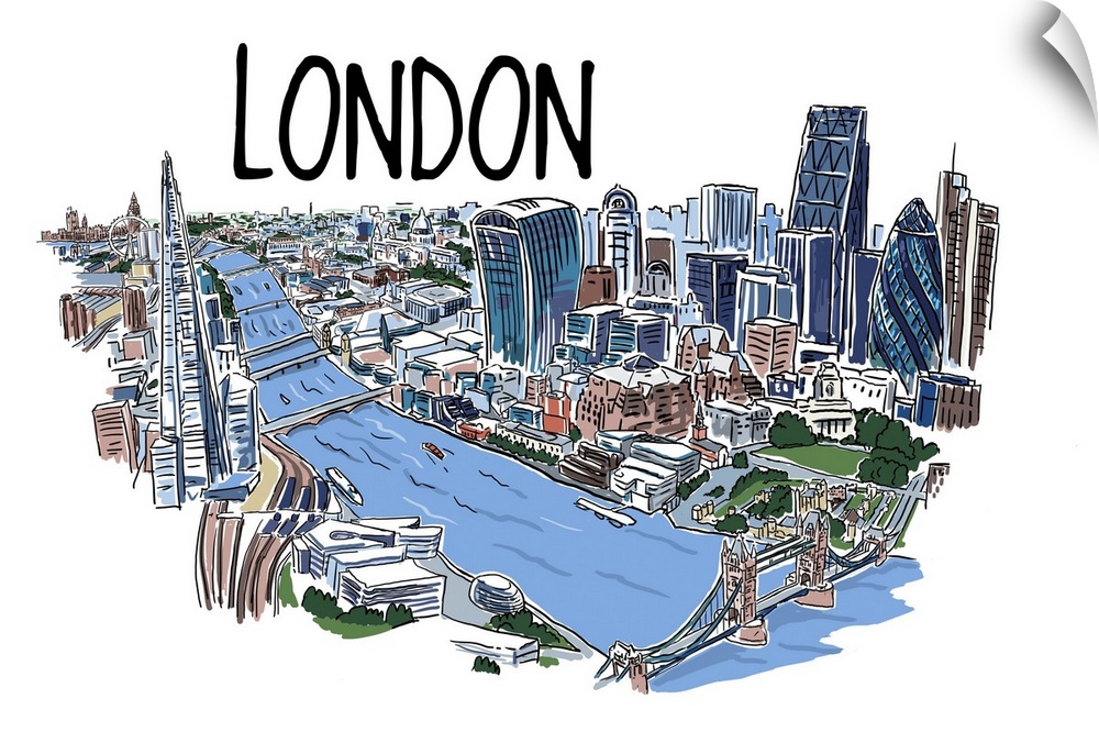 London, England - Line Drawing