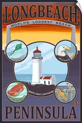 Long Beach, Washington Travel Poster: Retro Travel Poster