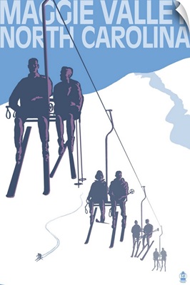 Maggie Valley, North Carolina - Ski Lift Scene: Retro Travel Poster