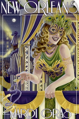 Mardi Gras - New Orleans, Louisiana: Retro Travel Poster