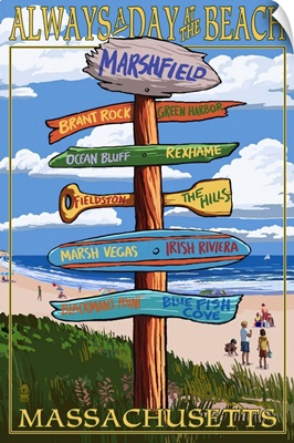 Marshfield, Massachusetts - Sign Destinations: Retro Travel Poster