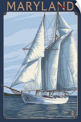 Maryland - Sailboat Scene: Retro Travel Poster