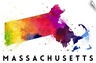 Massachusetts - State Abstract Watercolor