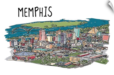 Memphis, Tennessee - Line Drawing