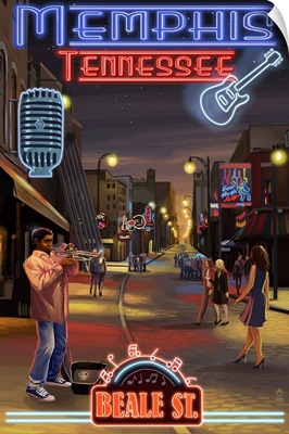 Memphis, Tennessee - Memphis at Night - Beale Street