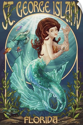 Mermaid - St. George Island, Florida: Retro Travel Poster