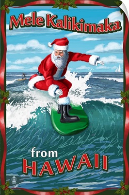 Merry Christmas From Hawaii - Santa Surfing