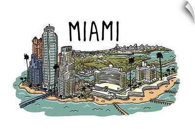 Miami, Florida - Line Drawing
