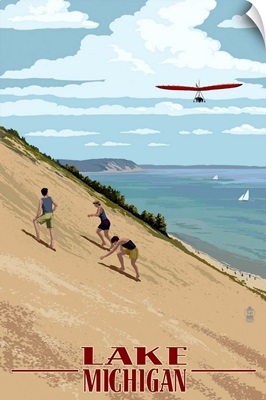 Michigan - Dunes: Retro Travel Poster