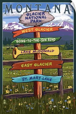Montana, Destination Sign: Retro Travel Poster
