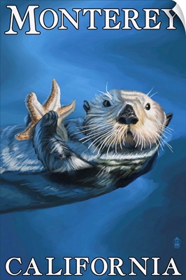 Monterey, California - Sea Otter: Retro Travel Poster