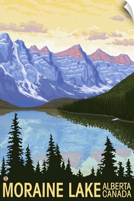 Moraine Lake, Alberta, Canada: Retro Travel Poster