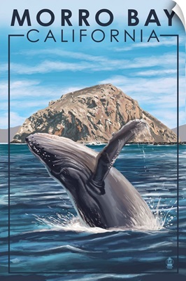 Morro Bay, CA - Humpback Whale: Retro Travel Poster