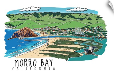 Morro Bay, California - Line Drawing