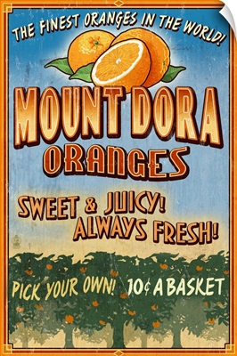 Mount Dora, Florida - Orange Orchard Sign: Retro Travel Poster