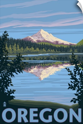 Mt. Hood from Lost Lake, Oregon: Retro Travel Poster